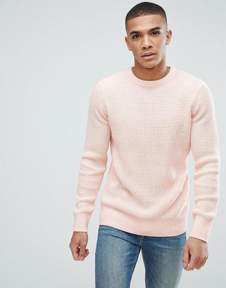 New Look Waffle Knit Sweater In Light Pink - Pink