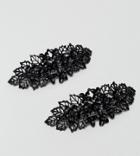 Asos Pack Of 2 Black Cut Out Leaf Hair Combs - Black