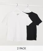 Asos Design Ultimate Cotton T-shirt With Crew Neck 2 Pack Save In Black & White - Multi