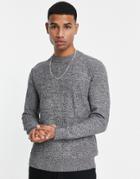 Selected Homme Organic Cotton Crew Neck Knitted Sweater In Gray Twist