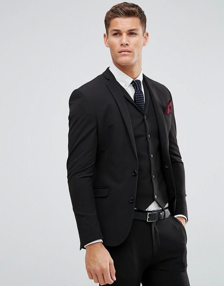 Asos Design Super Skinny Fit Suit Jacket In Black - Black