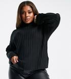 Threadbare Plus Etta Chunky Roll Neck Sweater In Black