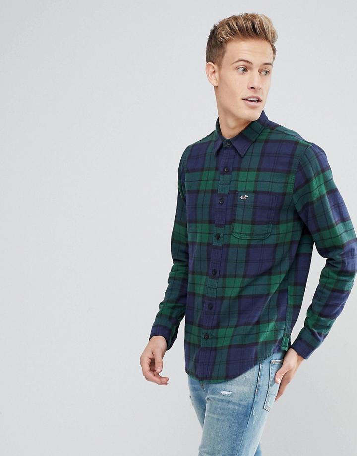 Hollister Flannel Shirt In Green Plaid Plaid - Green