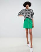 Asos Design Tailored Uber Mini Skirt With Zip Through - Green