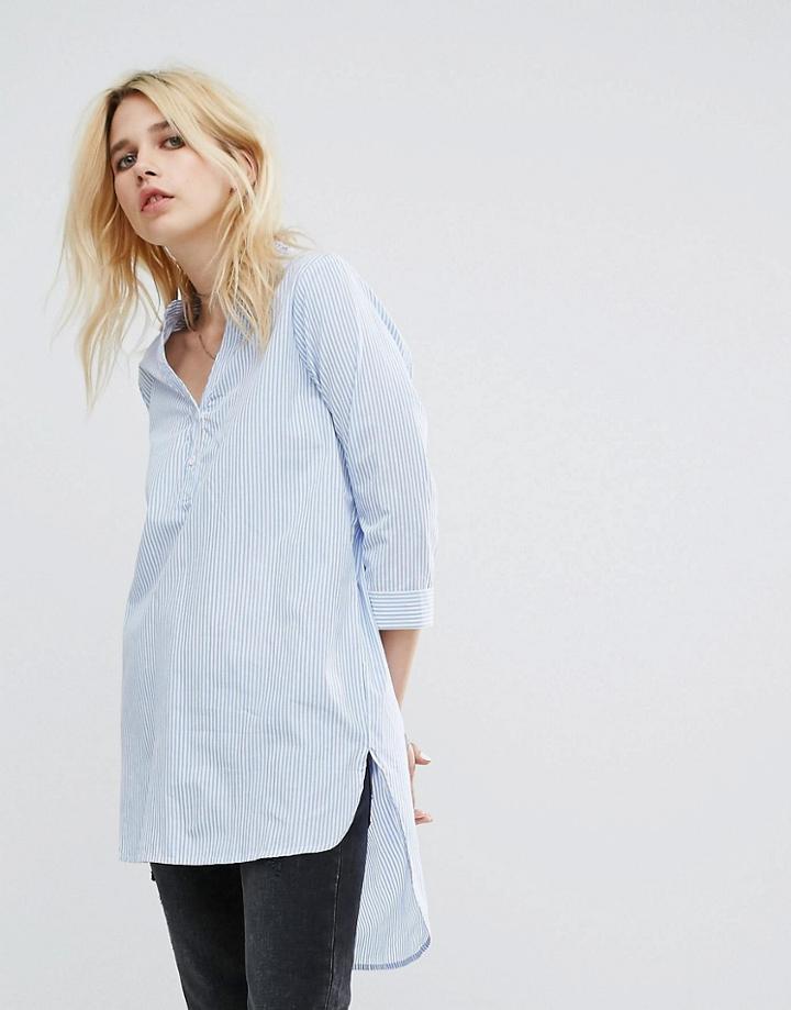 Noisy May Longline Stripe Shirt - Multi