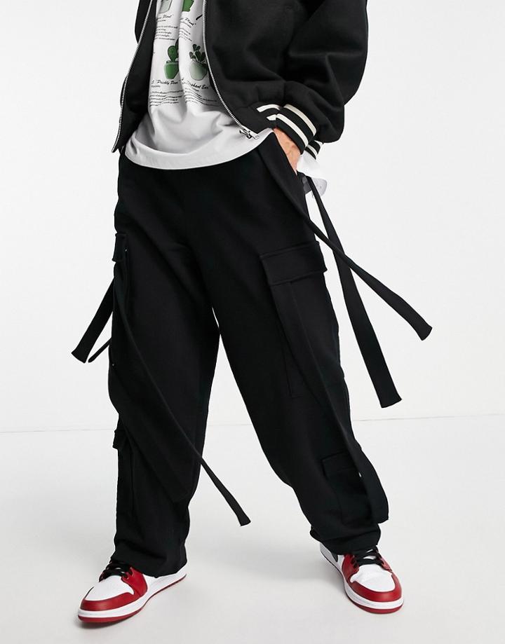 Asos Design Oversized Cargo Sweatpants In Black - Part Of A Set