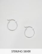 Asos Sterling Silver 15mm Tube Hoop Earrings - Silver