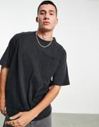 Bolongaro Trevor Washed Mock Neck T-shirt With Baseball Stitch Detail-black
