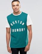 New Look T-shirt In Green With Boston Laundry Print - Green