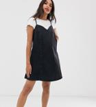 Asos Design Maternity Strappy Sweetheart Neck Skater Dress With Seam Detail - Black