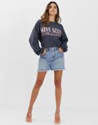 Miss Sixty Archive Raw Hem Denim Mini Skirt-blue