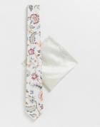 Gianni Feraud Liberty Print Tie And Pocket Square - White