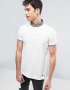 Brave Soul Polo Shirt With Woven Collar - Beige