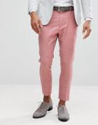 Asos Wedding Tapered Smart Pants In Pink 100% Wool - Pink