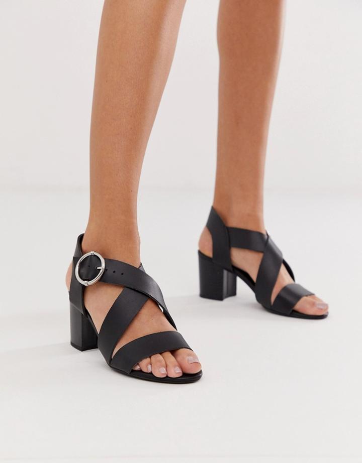 New Look Cross Strap Block Heeled Sandal In Black - Black