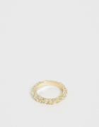 Asos Design Ring With Texture In Gold Tone