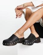 Topshop Ruth Leather Mule Clog In Black
