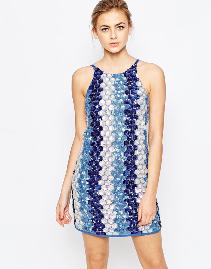 True Decadence Embellished Coin Shift Dress