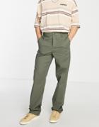 Asos Design Skater Fit Chinos With Relaxed Leg In Washed Green