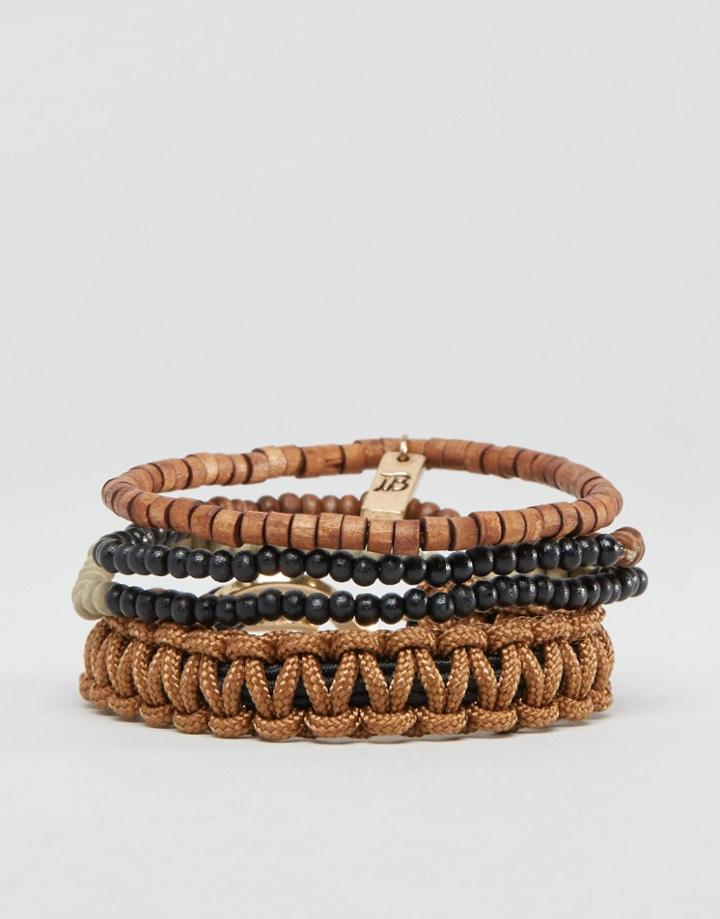 Icon Brand Plaited & Beaded Bracelet Pack - Multi