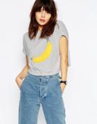 Asos T-shirt With Stitched Banana Print - Gray Marl