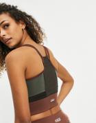 Asos 4505 Color Block Cropped Running Top With Back Phone Pocket-green