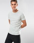 Selected Homme T-shirt With Woven Stripe - Beige