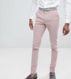 Asos Tall Wedding Super Skinny Smart Pants In Pink Linen - Pink