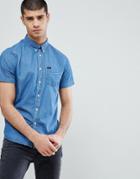 Lee Button Down Short Sleeve Stripe Shirt - Blue