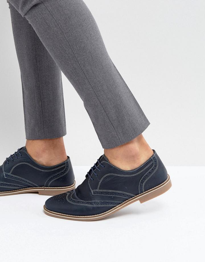 Red Tape Brown Leather Brogues - Blue