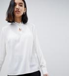 Warehouse Blouse With Keyhole Button Detail In Ivory - Cream