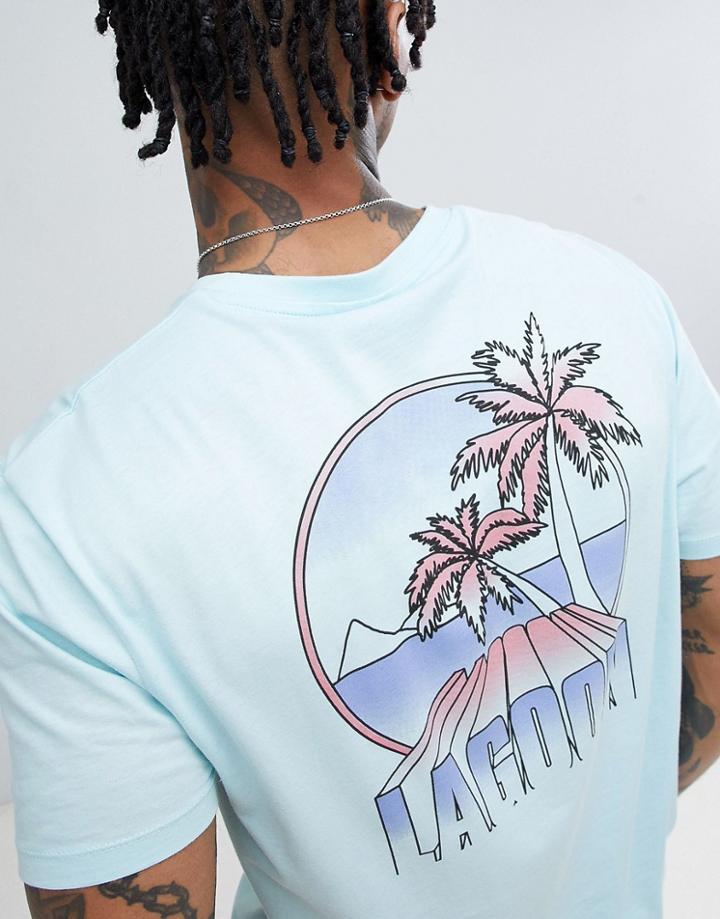 Asos Design T-shirt With Back Palm Print - Blue