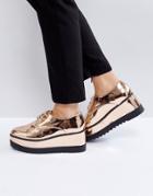Truffle Collection Flatform Lace Up Shoe - Copper