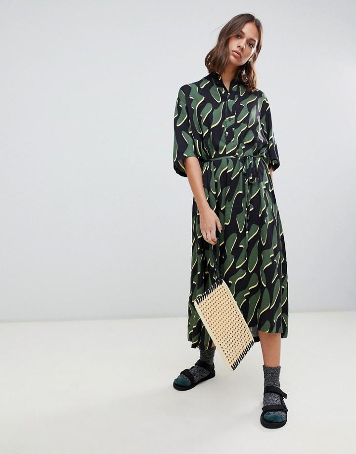 Weekday Squiggle Print Oversized Midi Smock Dress - Multi