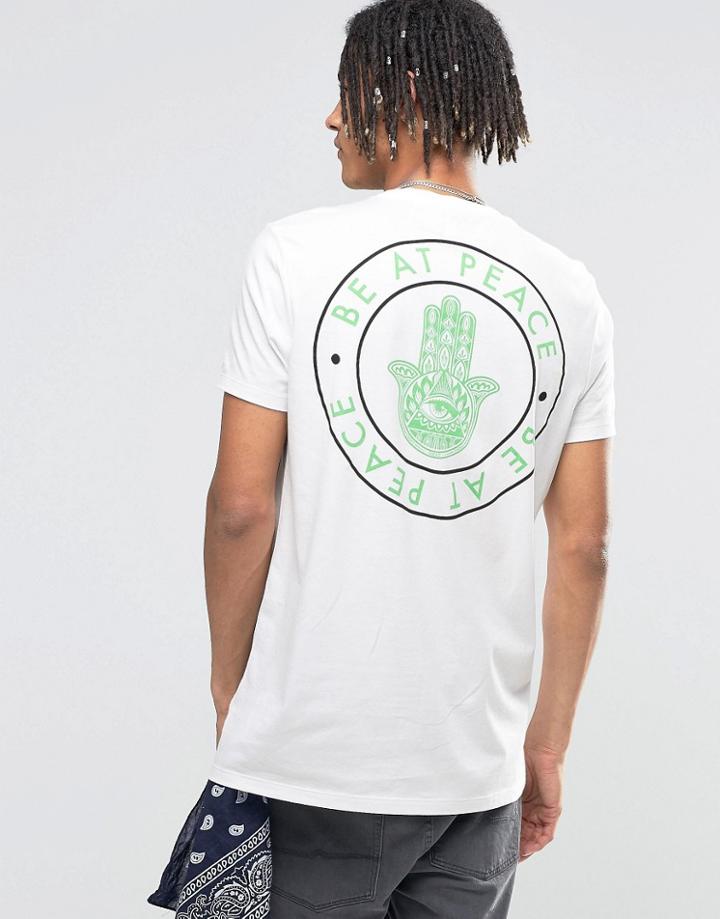 Asos Longline T-shirt With Hamsa Hand Print - White