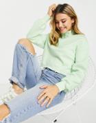 Hollister High Neck Cropped Sweatshirt In Mint Green