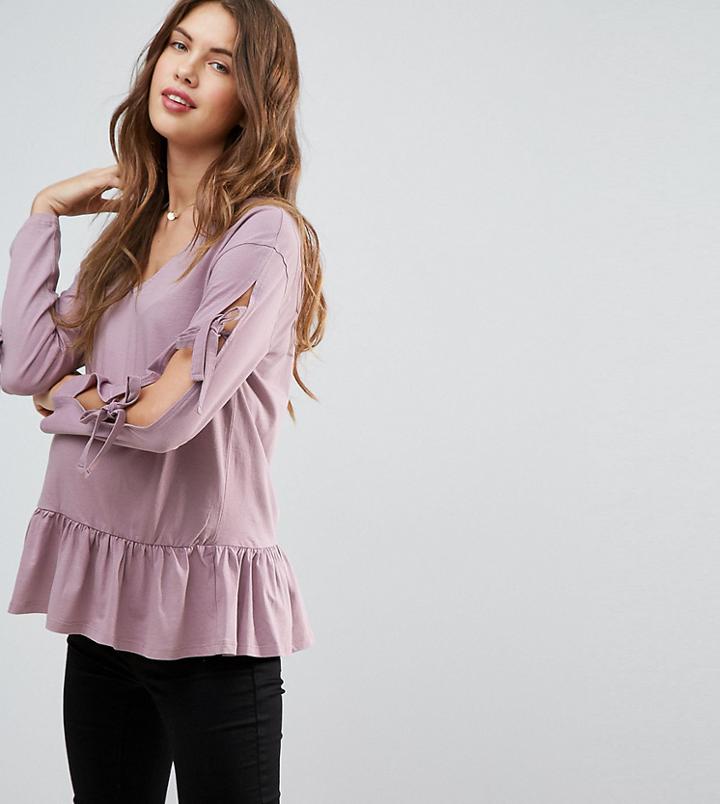 Asos Maternity Tie Detail Smock Top With V Neck - Pink