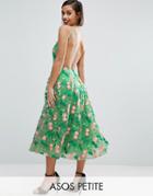 Asos Petite Salon Floral Embroidered Backless Pinny Midi Prom Dress - Green