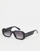 Quay Hyped Up Square Sunglasses In Black