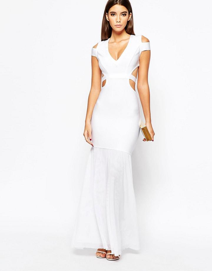 Wow Couture Cut Out Fishtail Maxi Dress - Red