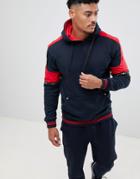 Soul Star Overhead Taped Side Zip Hoodie - Navy