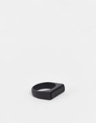 Asos Design Signet Ring With Elongated Design In Black