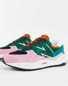 New Balance 57/40 Suede Sneakers In Green Multi Color Block