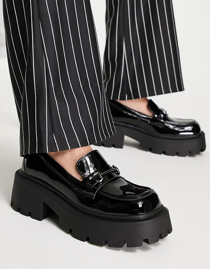 Truffle Collection Chunky Trim Loafers With Exaggerated Sole In Black