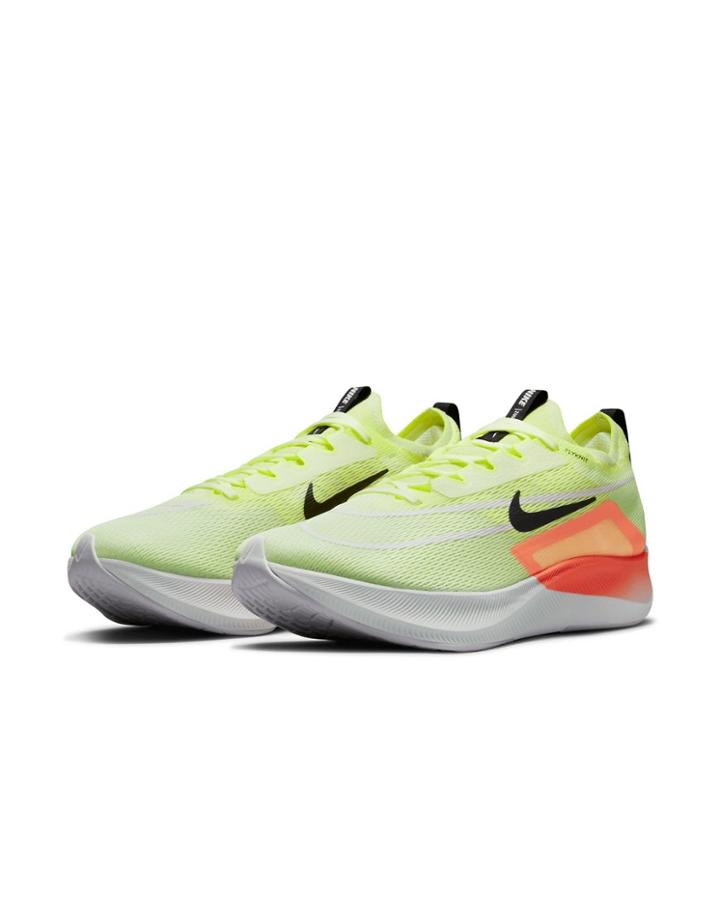 Nike Running Zoom Fly 4 Sneakers In Barely Volt/hyper Orange-green