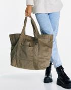 Topshop Cord Tote In Stone-neutral
