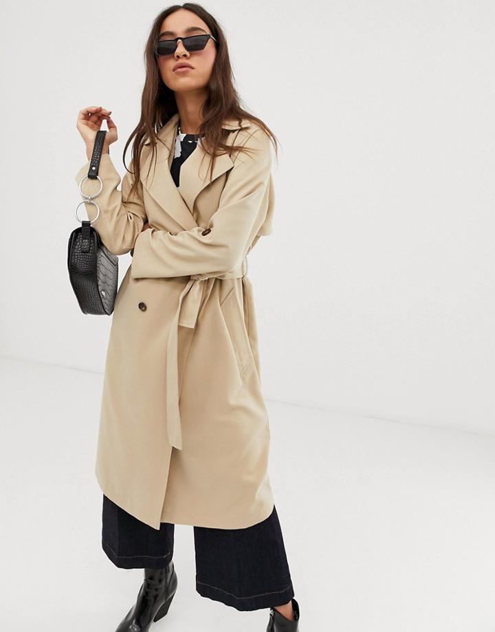 Stradivarius Trench Coat With Tortoise Effect Buttons In Beige - Beige