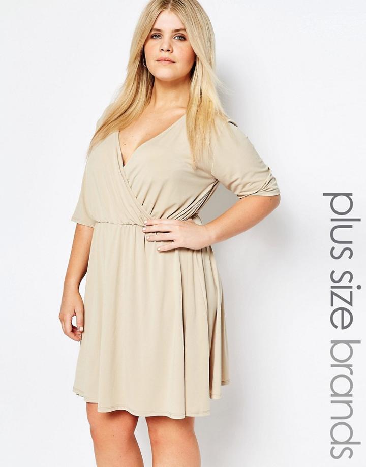 Pink Clove Wrap Dress - Beige