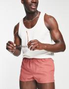 Asos Design Swim Shorts In Short Length With Toggle In Red