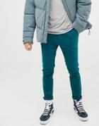 Asos Design Skinny Chinos In Deep Teal - Blue